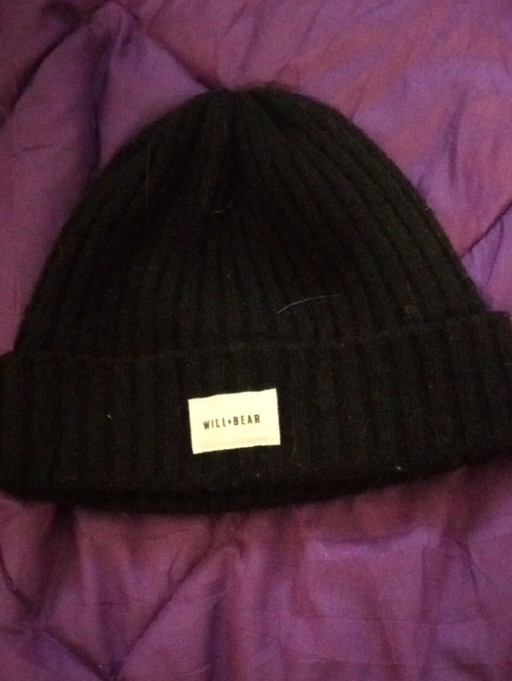 WILL + BEAR Men's Black Rib Knit Beanie